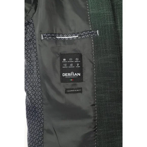 Derman Green Classic Patterned Fabric 3 Pieces Suits